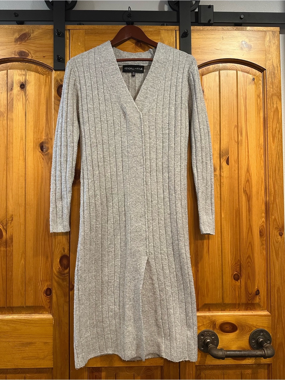 Kendall & Kylie Light Gray Long Sleeve Cozy Sweater Dress